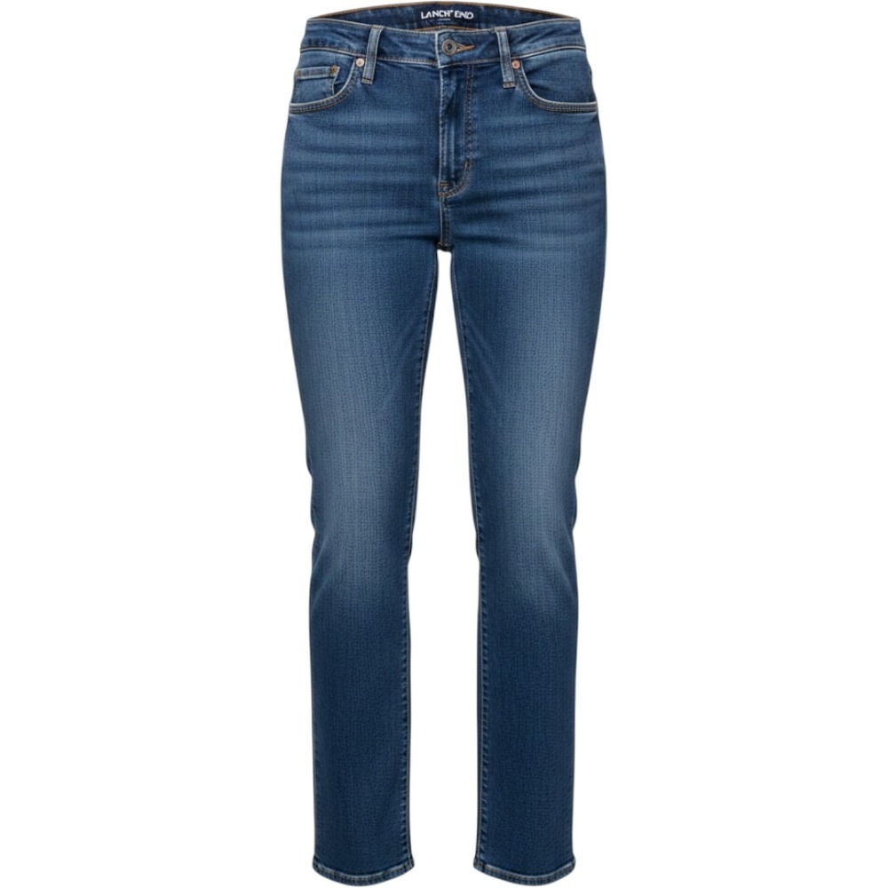 Lands End Womens Mid Rise Curvy Straight Leg Jeans Blue Denim Size 6 RN 62830